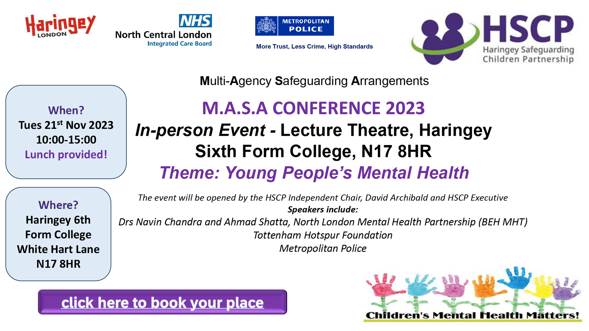 HSCP MASA Conference flyer November 2023