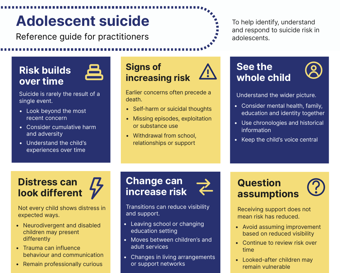 Screenshot of Adolescent suicide reference guide for practitioners